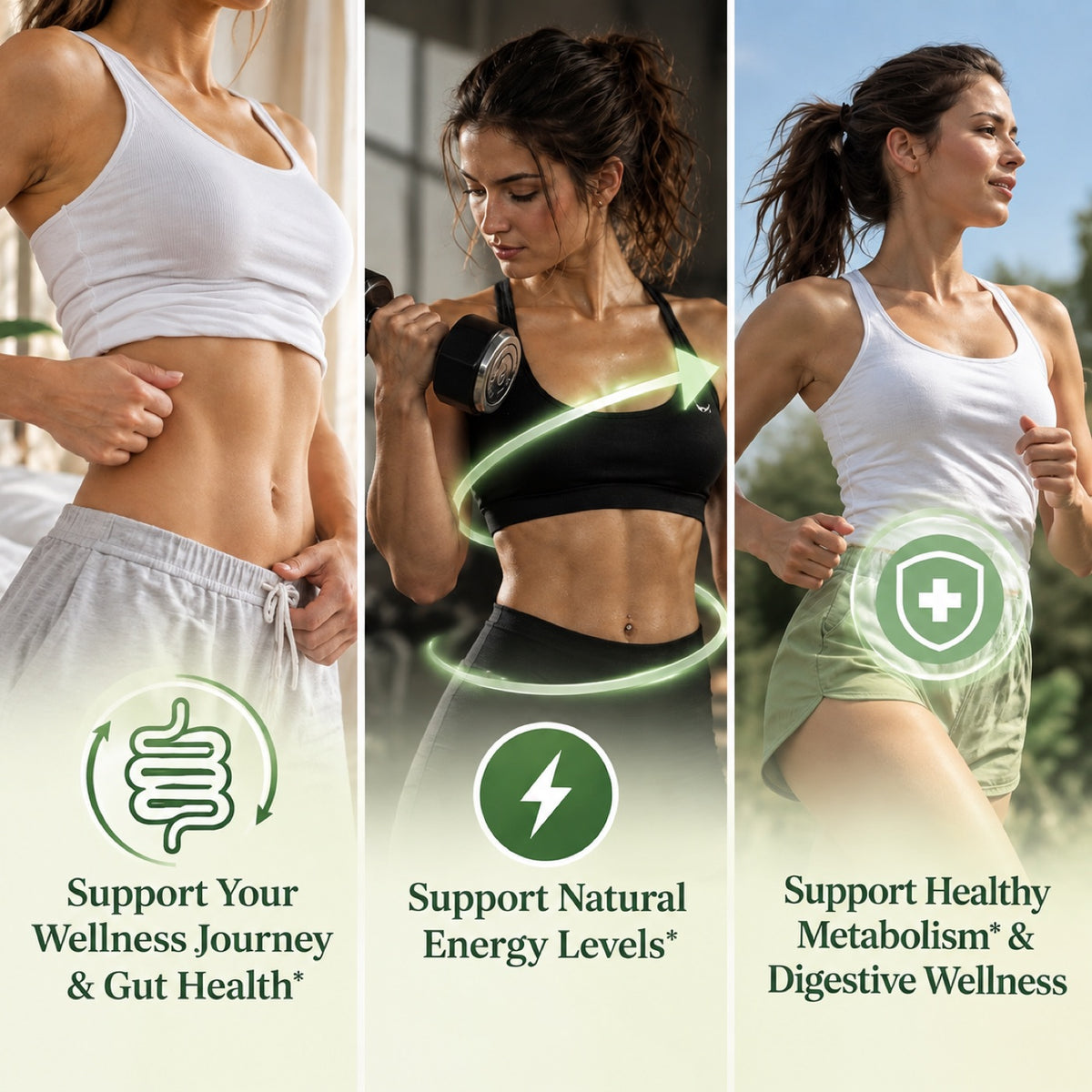 Support for wellness, energy and metabolism lifestyle graphic
